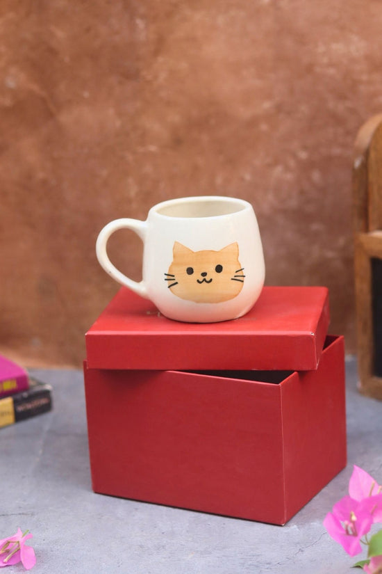 Witty Cat Mug in a Gift Box made by ceramic