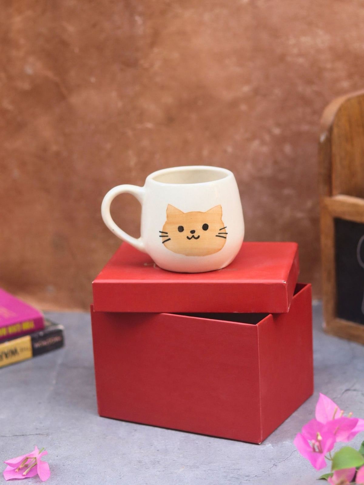 Witty Cat Mug in a Gift Box made by ceramic