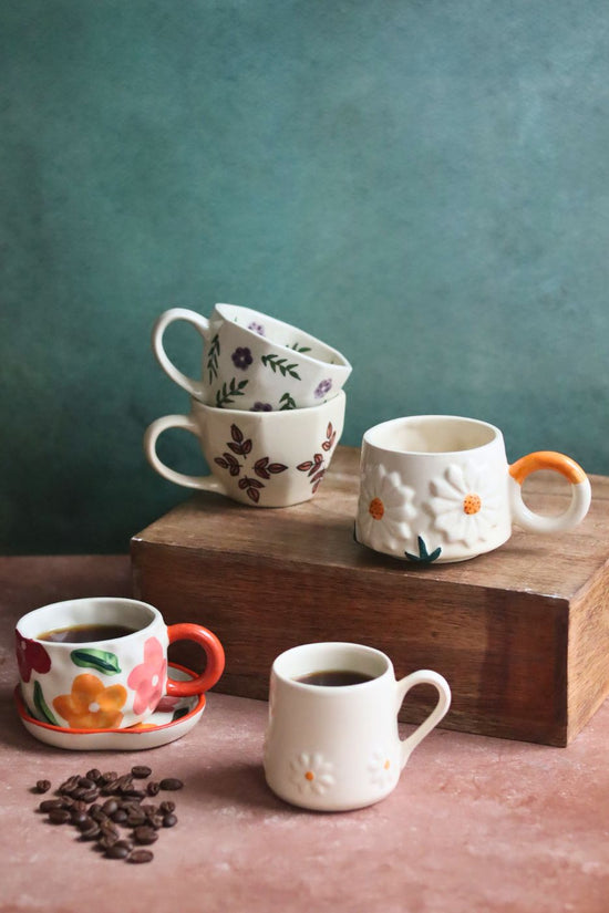 Set of 6 Elegant Mugs Combo (for the price of 5) handmade in India