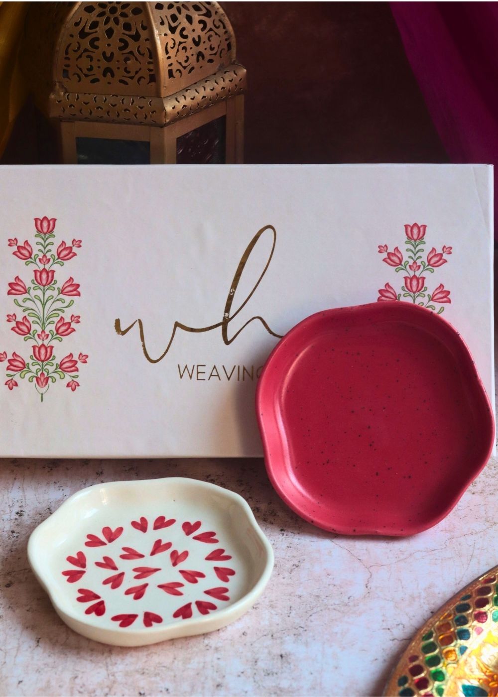 Red & All Heart Handmade Dessert plate in a Gift Box with premium quality material