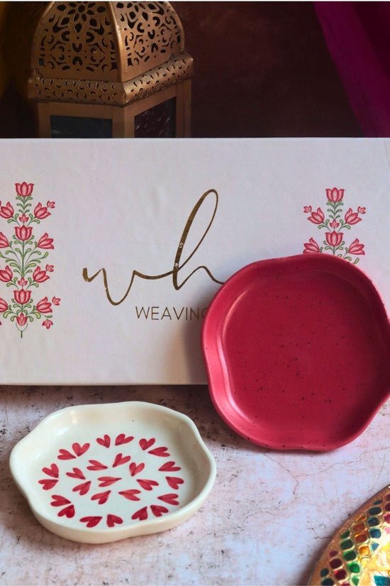 Red & All Heart Handmade Dessert plate in a Gift Box with premium quality material