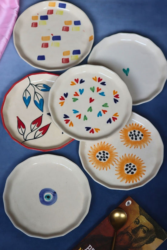 Set of 6 Dine & Shine Snack Plates (for the price of 5) handmade in India