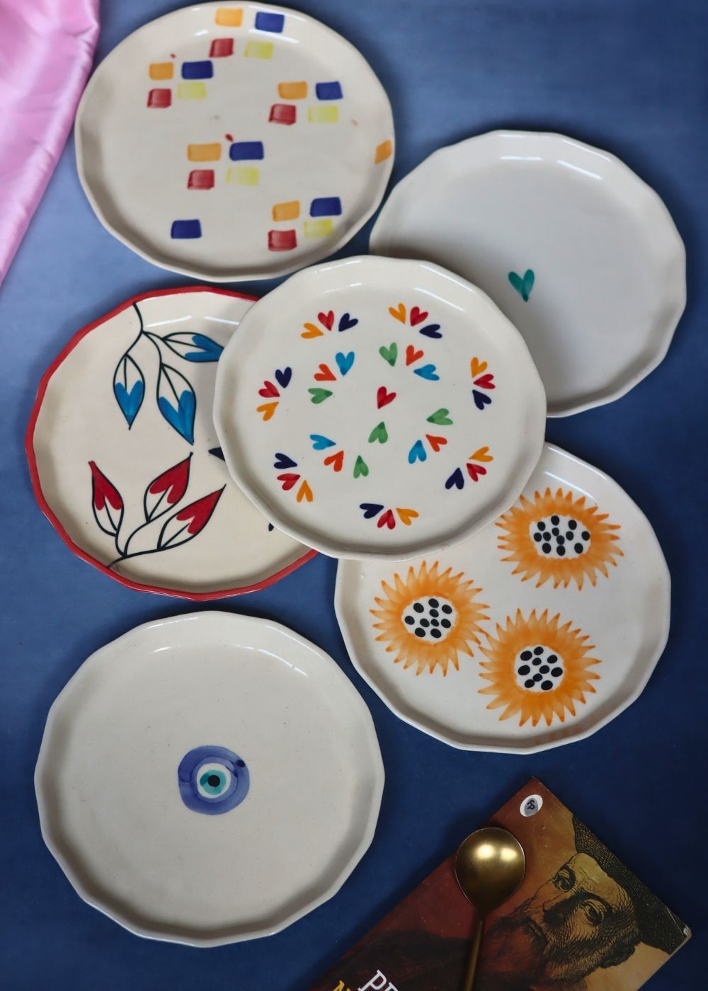 Set of 6 Dine & Shine Snack Plates (for the price of 5) handmade in India