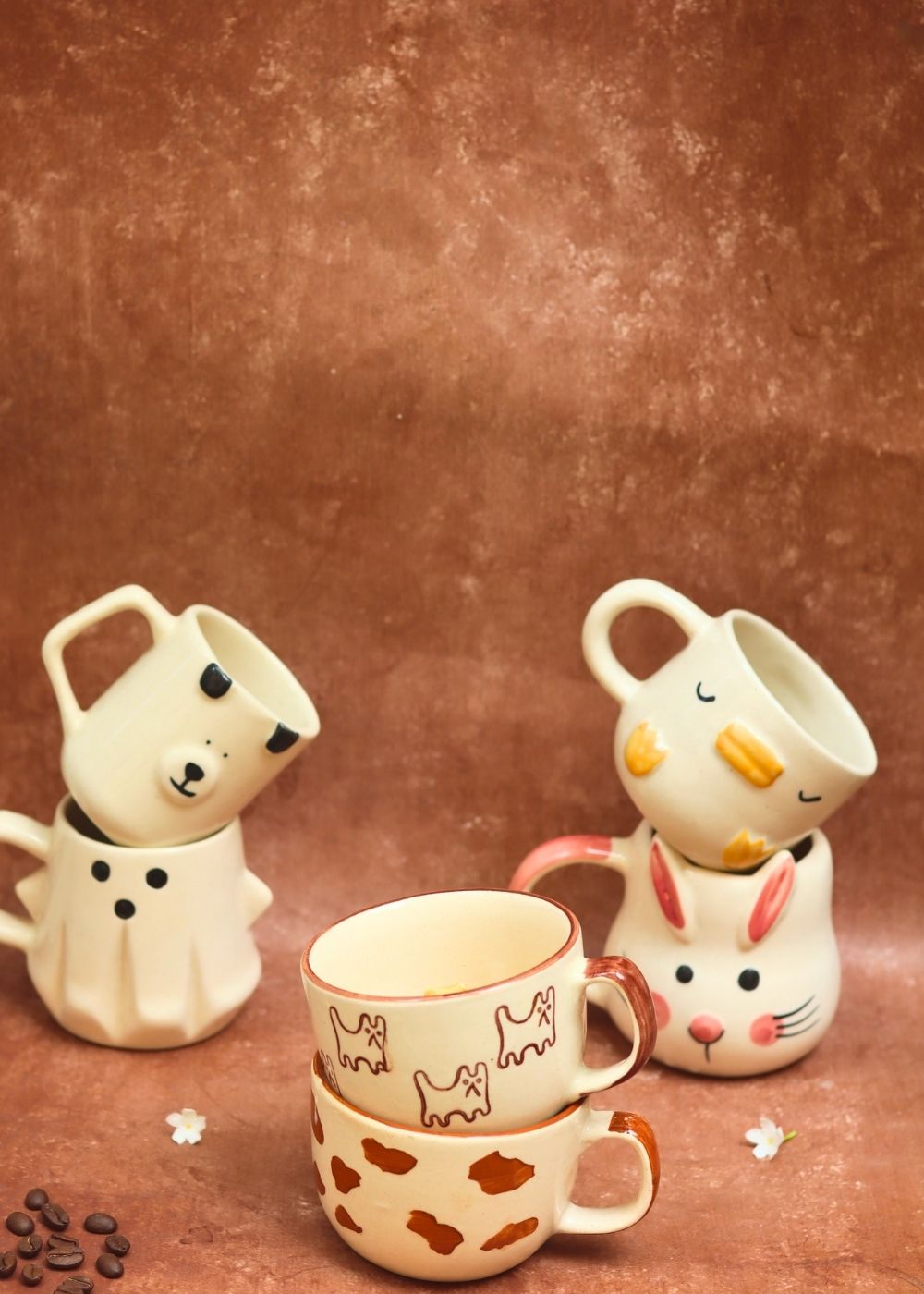 Set of 6 Pinteresty Brew Mugs (for the price of 5) handmade in india