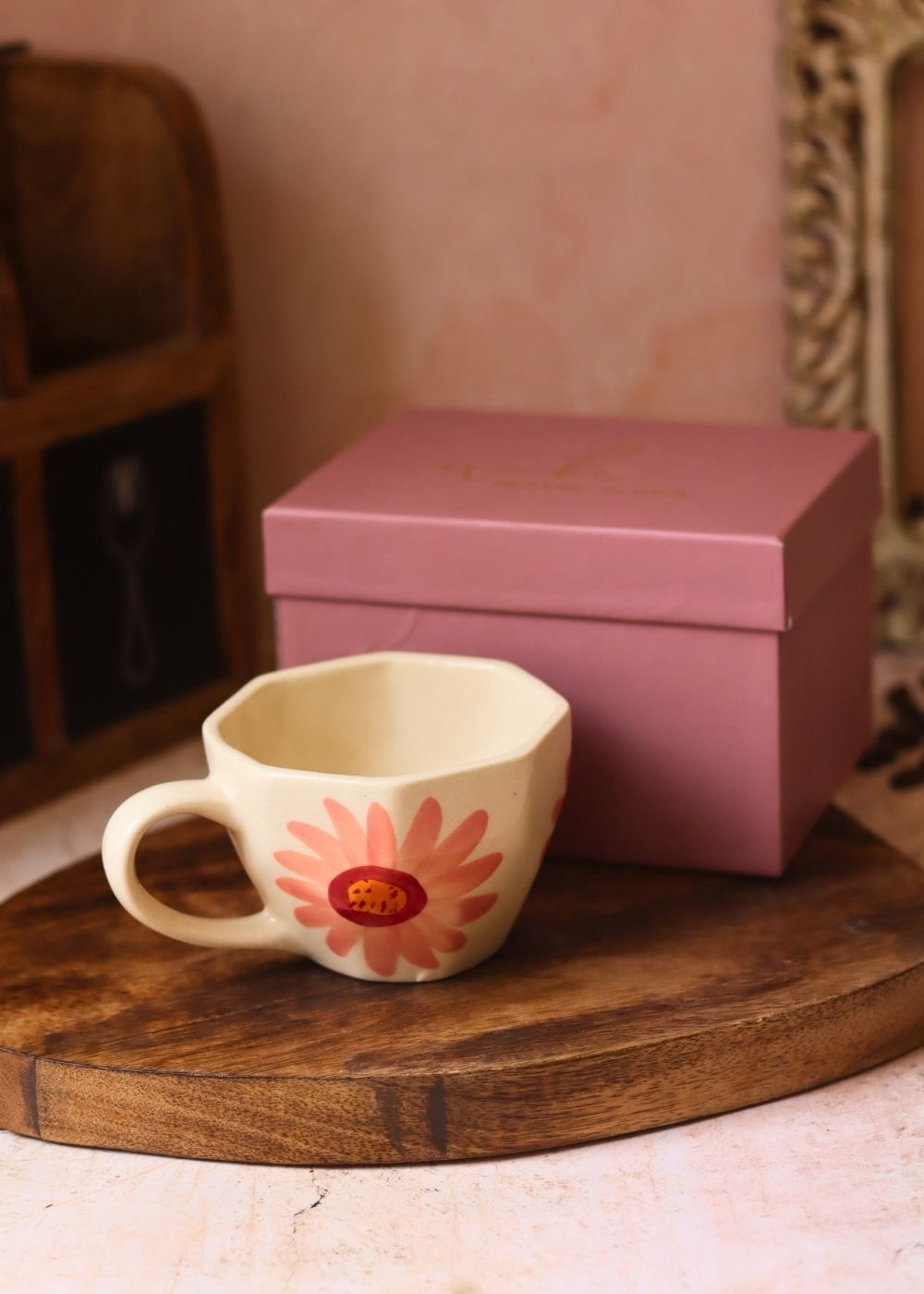 handmade Flower Mug in a Gift Box