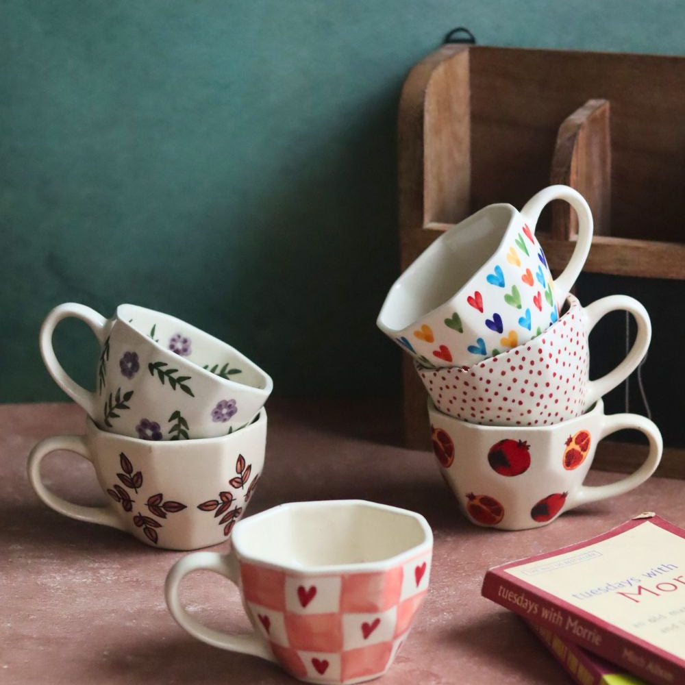 handmade Set of 6 Morning Mates Mugs (for the price of 5)