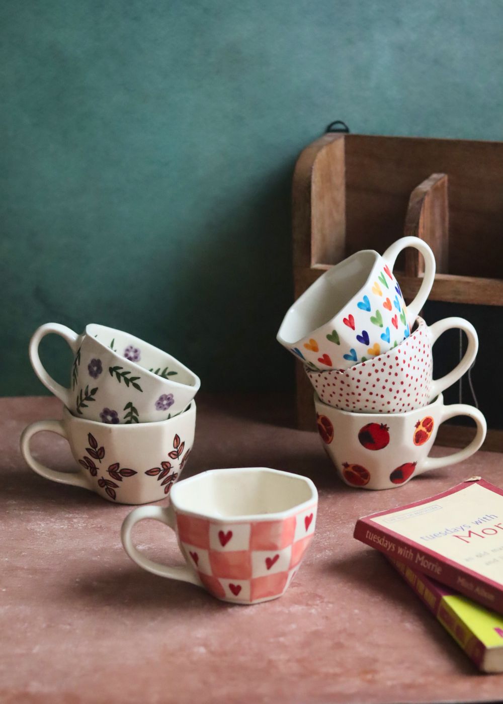 handmade Set of 6 Morning Mates Mugs (for the price of 5)