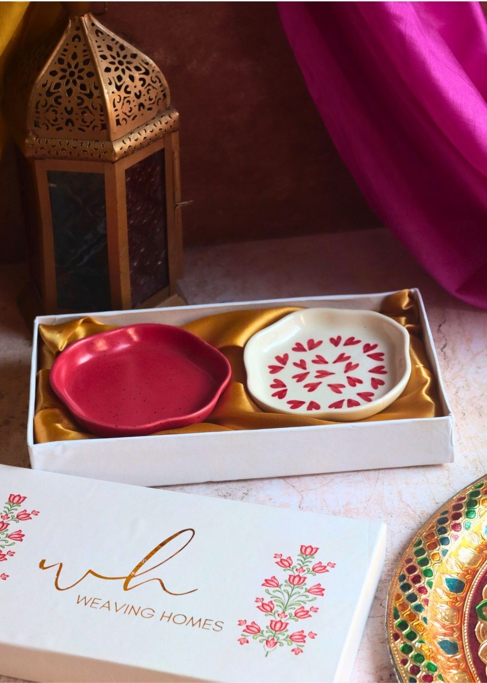 Red & All Heart Handmade Dessert plate in a Gift Box handmade in india