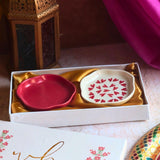 Red & All Heart Handmade Dessert plate in a Gift Box handmade in india