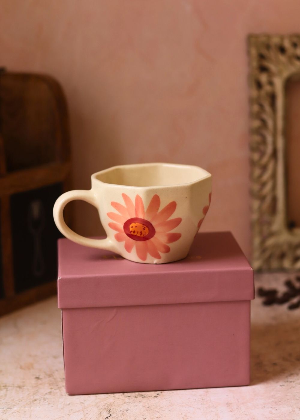 Flower Mug in a Gift Box made by ceramic