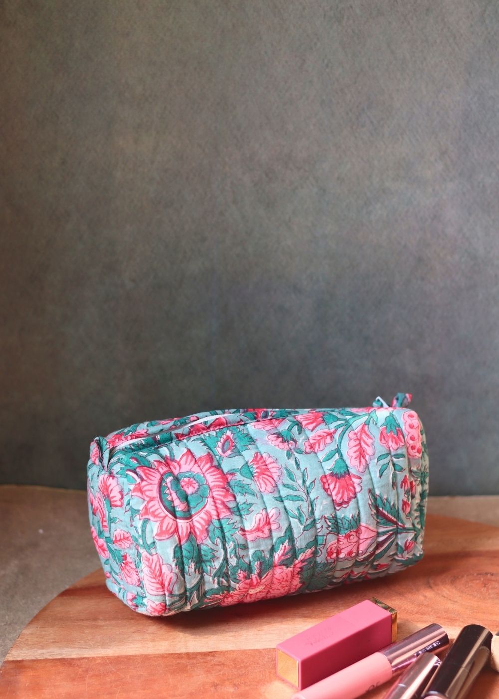 handmade floral mist toiletry bag