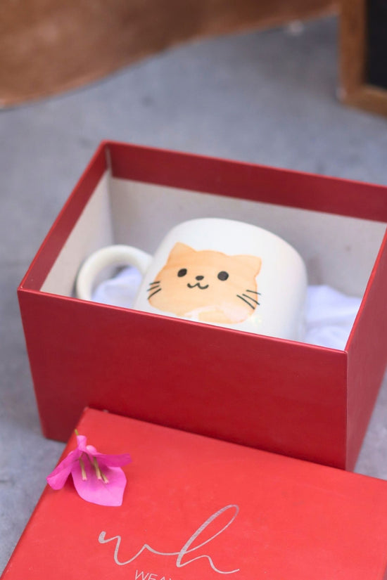 Witty Cat Mug in a Gift Box handmade in India