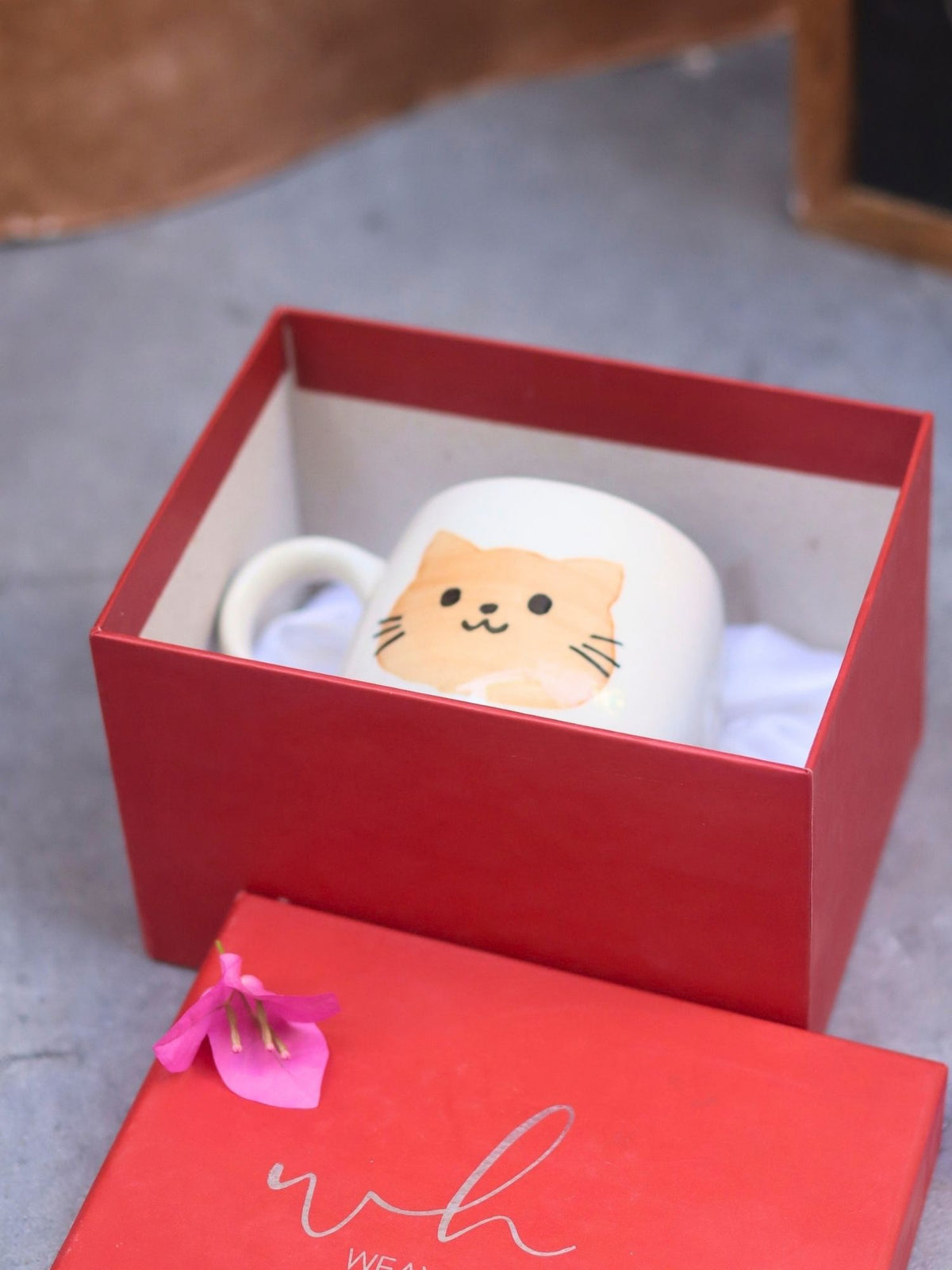 Witty Cat Mug in a Gift Box handmade in India