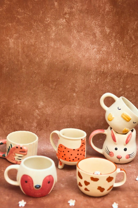 handmade Set of 6 Animal Delight Mugs (for the price of 5)