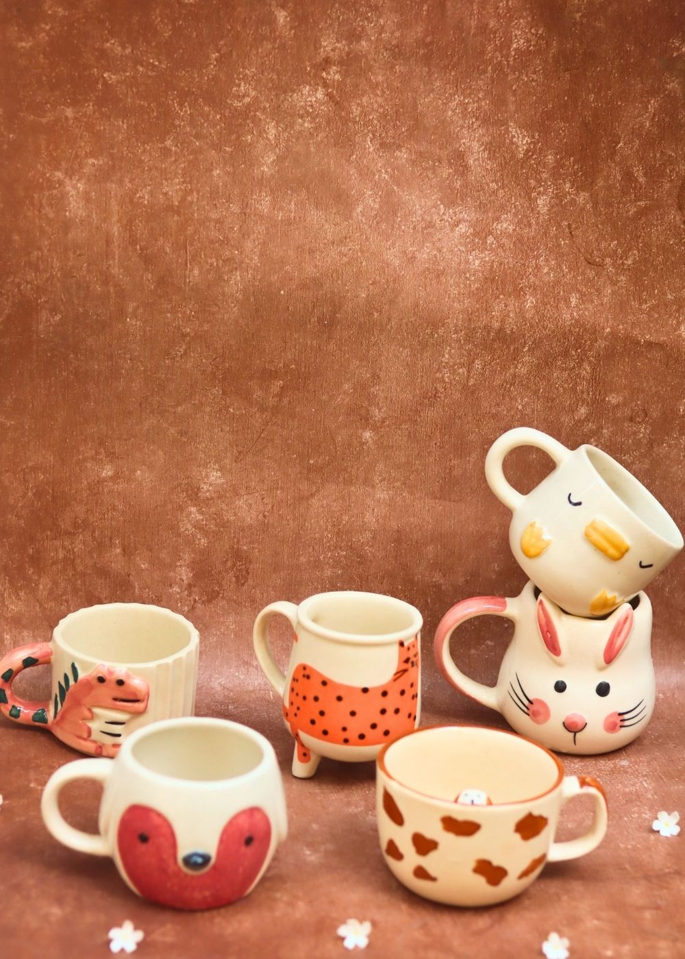 handmade Set of 6 Animal Delight Mugs (for the price of 5)