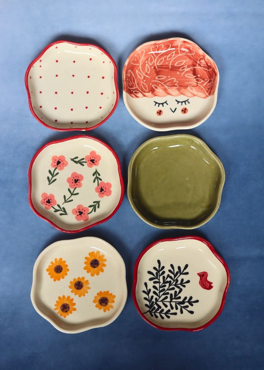 Handmade Set of 6 Charming Sweet handmade Dessert Plate (for the price of 5)