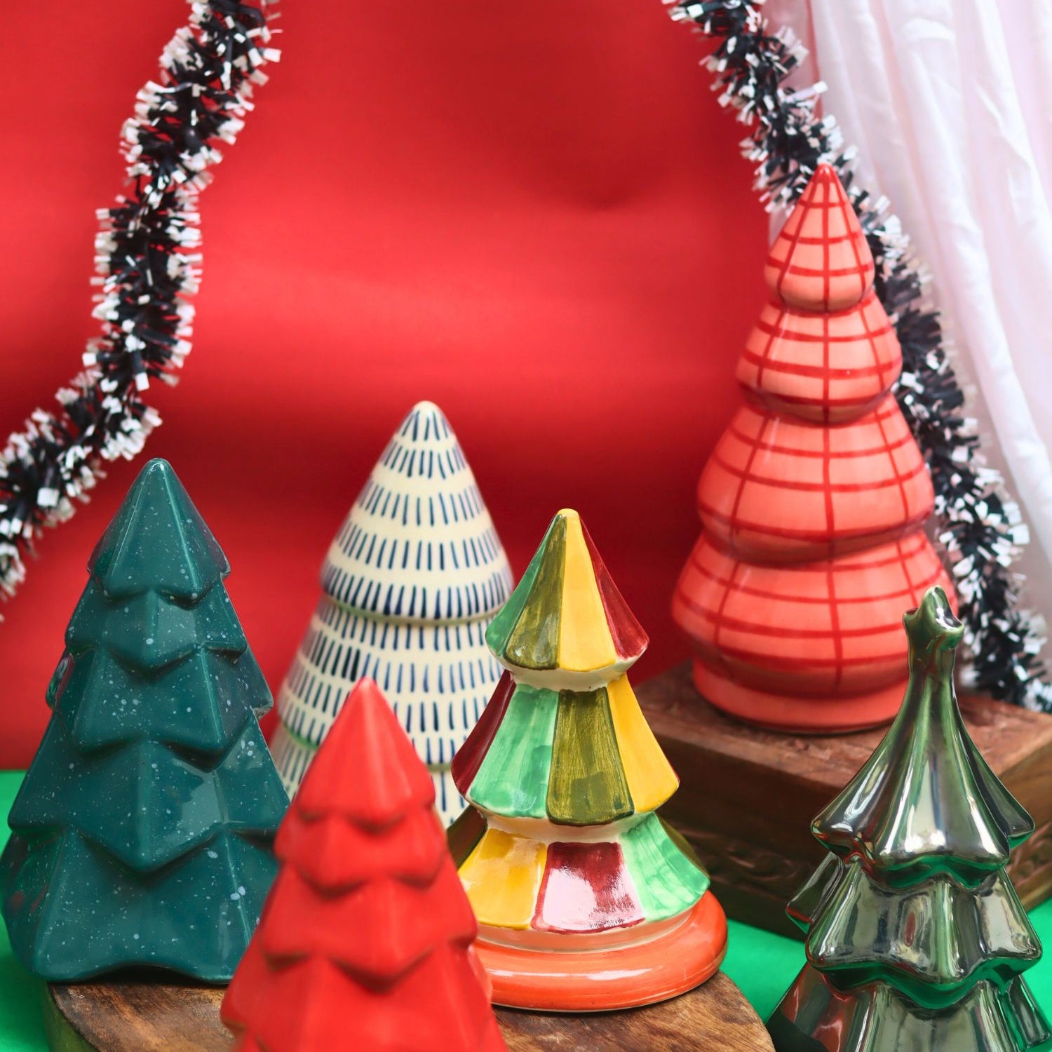 Set of 6 Christmas festive tree combo (for the price of 5) made by ceramic