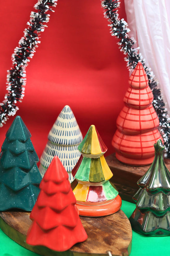 Set of 6 Christmas festive tree combo (for the price of 5) made by ceramic