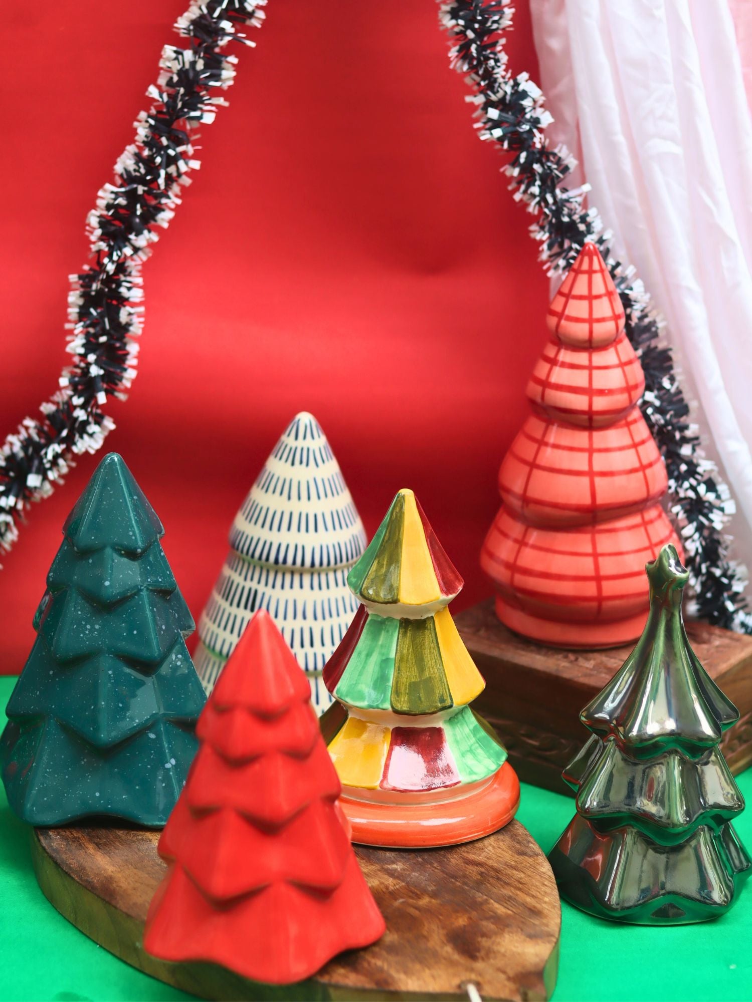 Set of 6 Christmas festive tree combo (for the price of 5) made by ceramic