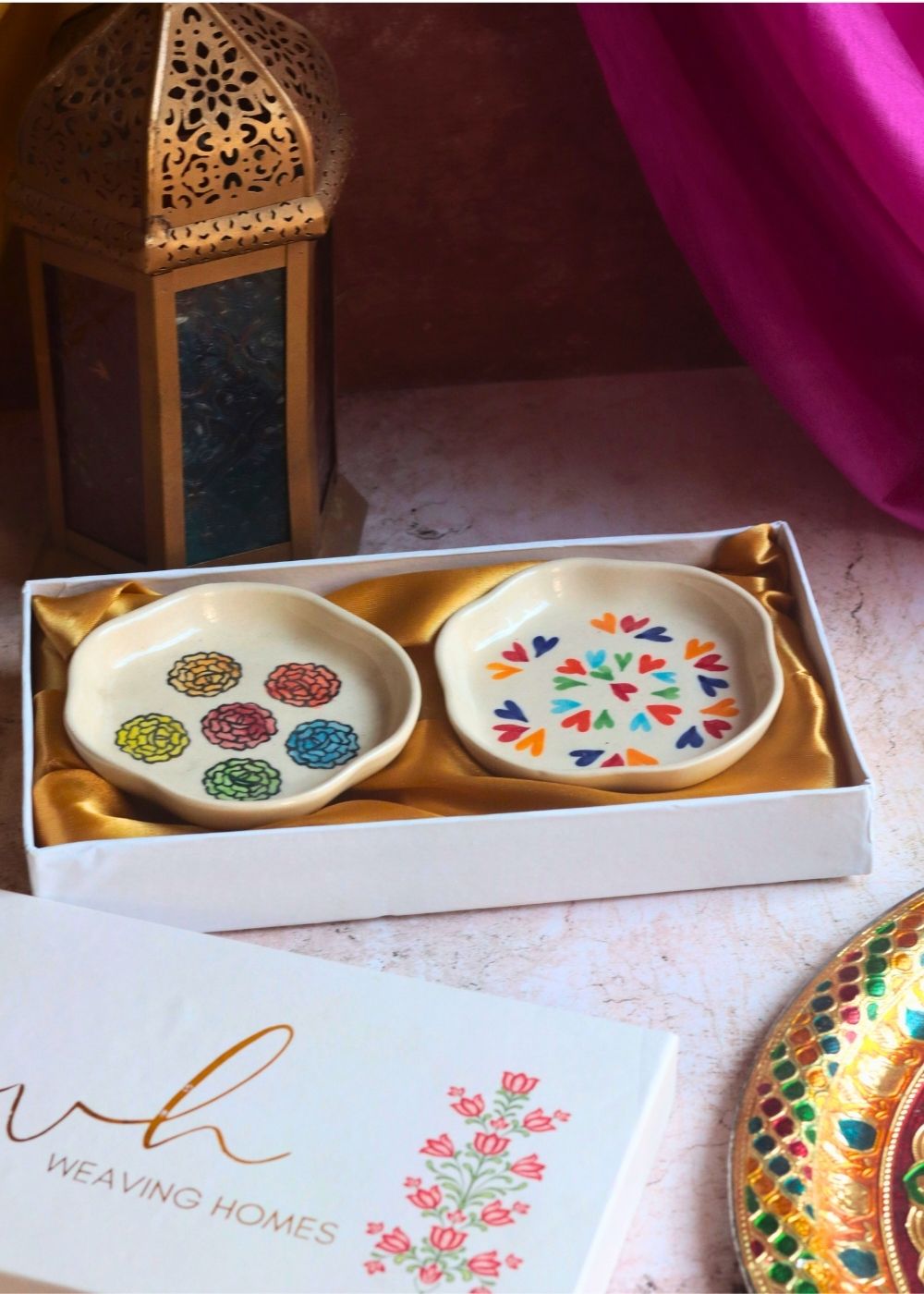 LoveisLove & Roses Handmade Dessert plate in a Gift Box handmade in india