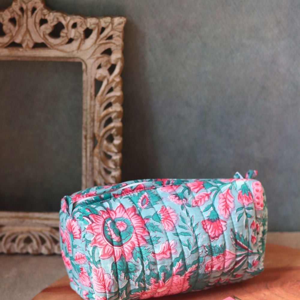 floral mist toiletry bag made by cotton