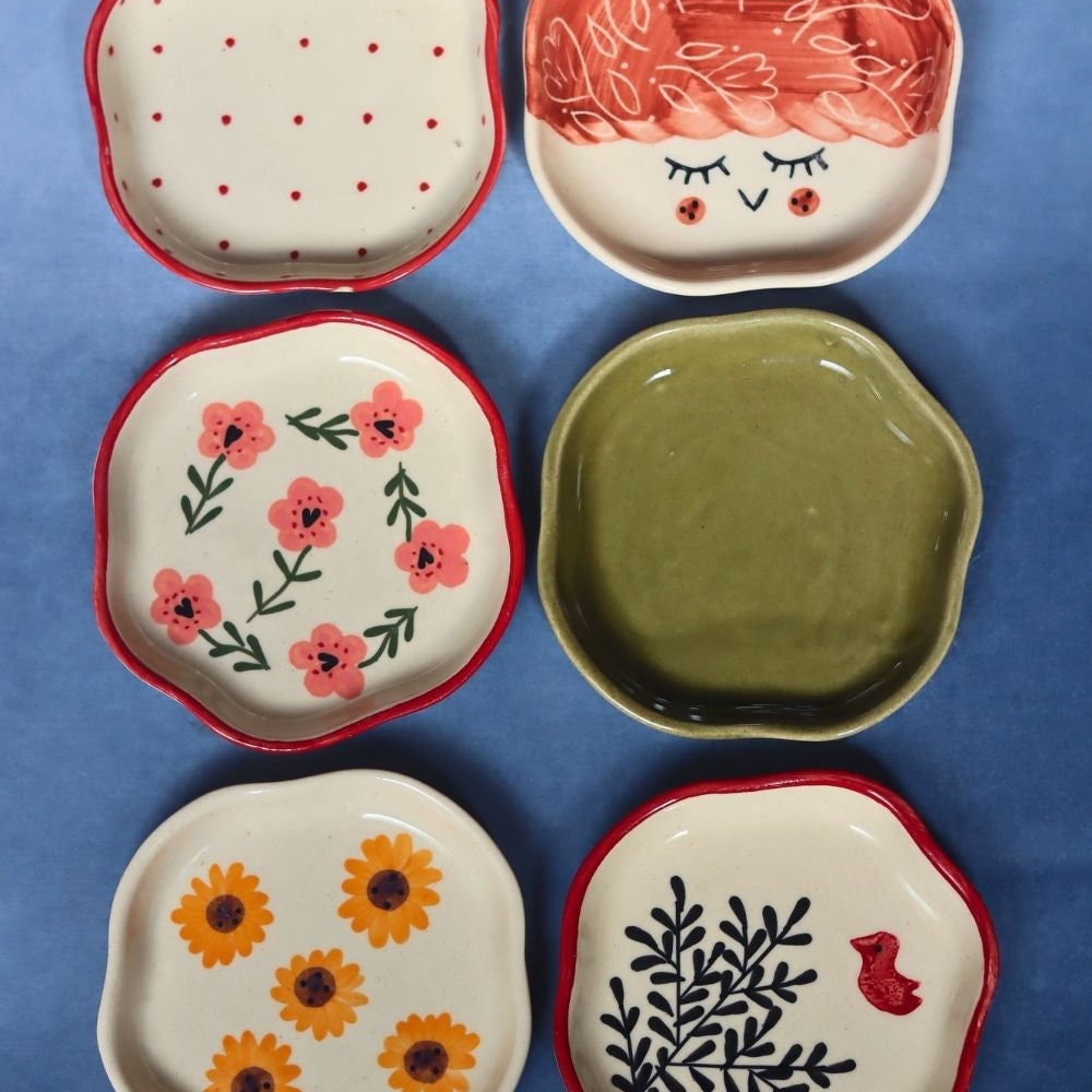 Set of 6 Charming Sweet handmade Dessert Plate (for the price of 5) made by ceramic