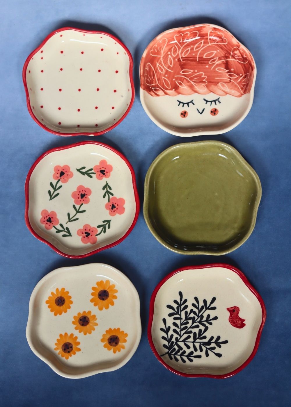 Set of 6 Charming Sweet handmade Dessert Plate (for the price of 5) made by ceramic