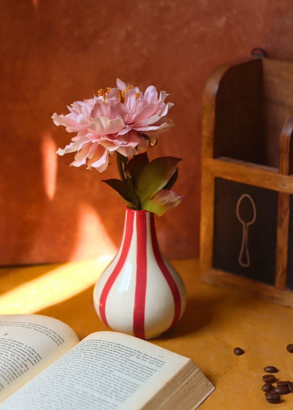 Striped Vase - Red handmade in India