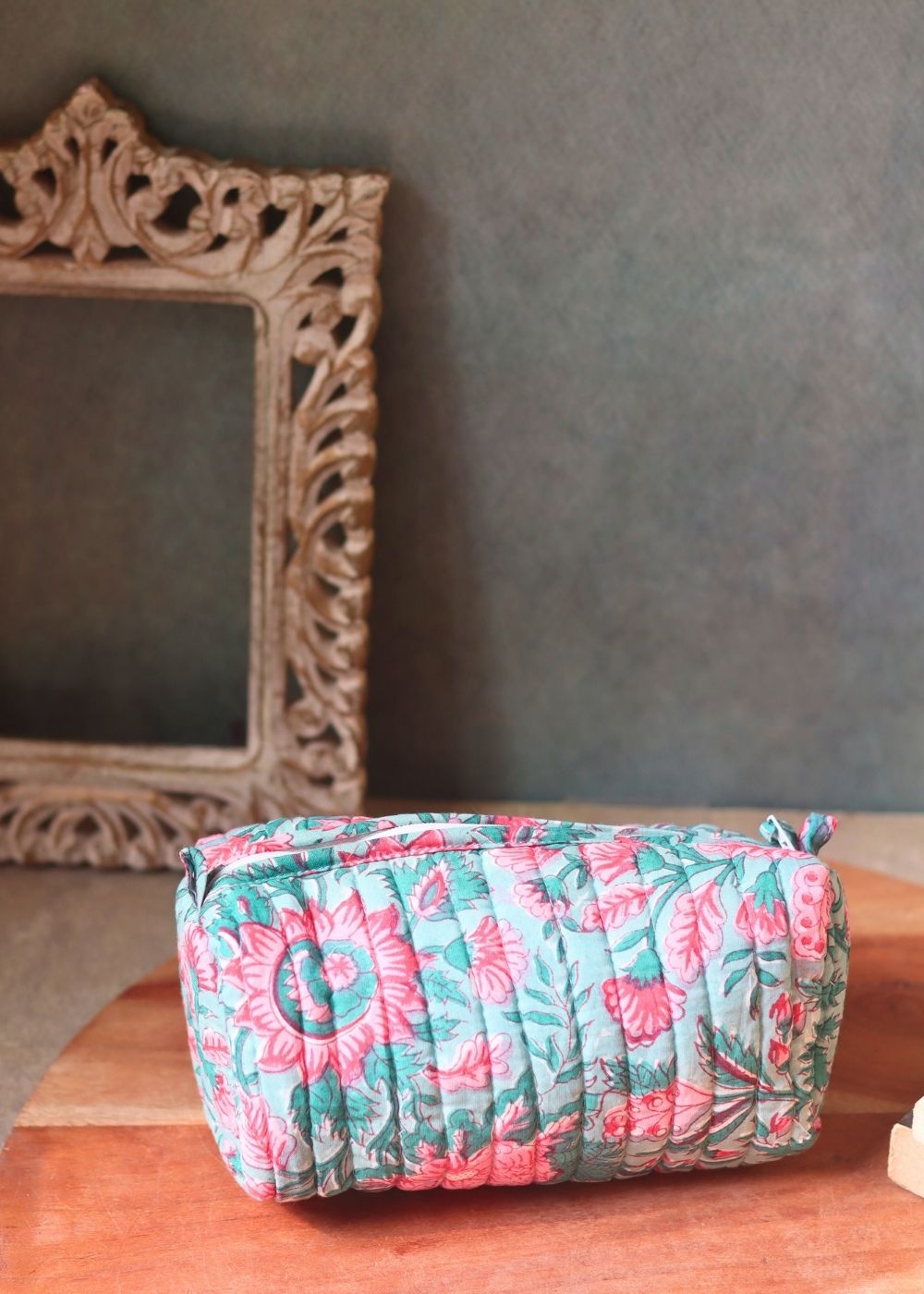 floral mist toiletry bag handmade in india 