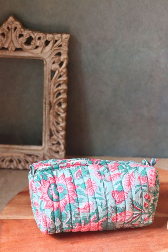 floral mist toiletry bag handmade in india 