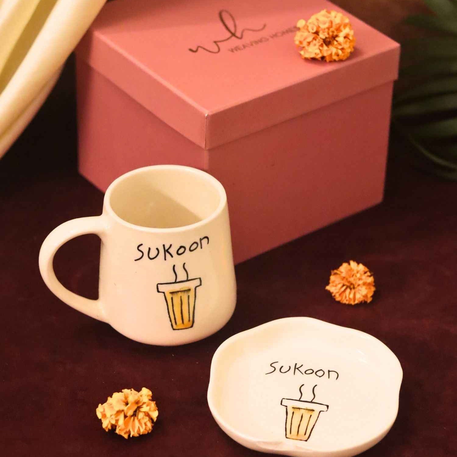 Sukoon Mug & Handmade Dessert Plate in a Gift Box