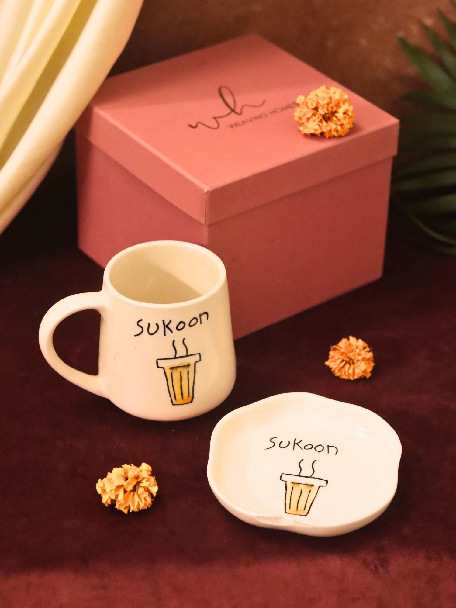 Sukoon Mug & Handmade Dessert Plate in a Gift Box