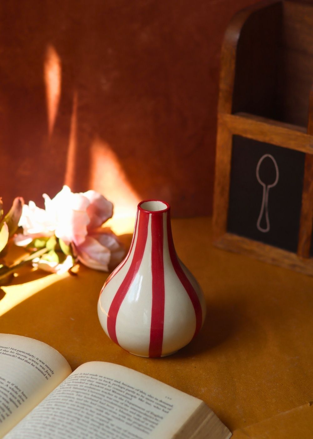 Handmade Striped Vase - Red