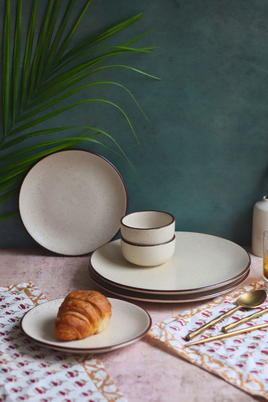 Set of 6 - Ivory Bliss Dinner set handmade in india