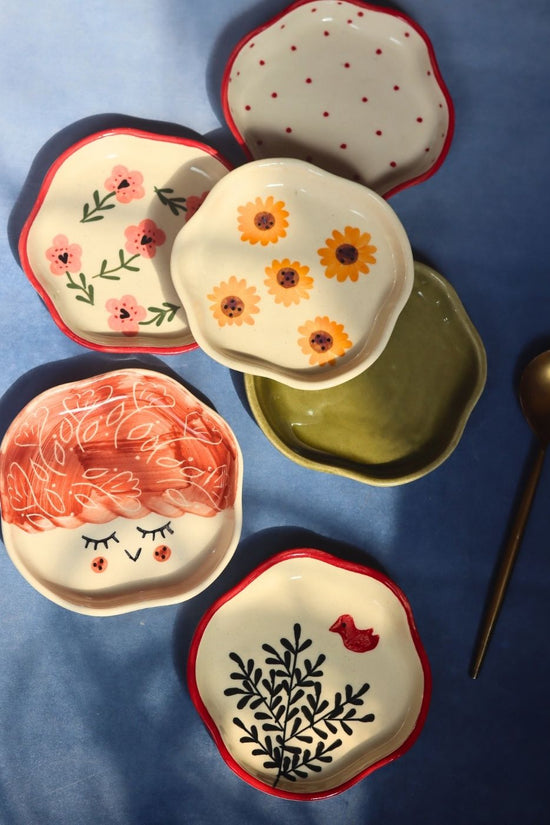 Set of 6 Charming Sweet handmade Dessert Plate (for the price of 5) handmade in India