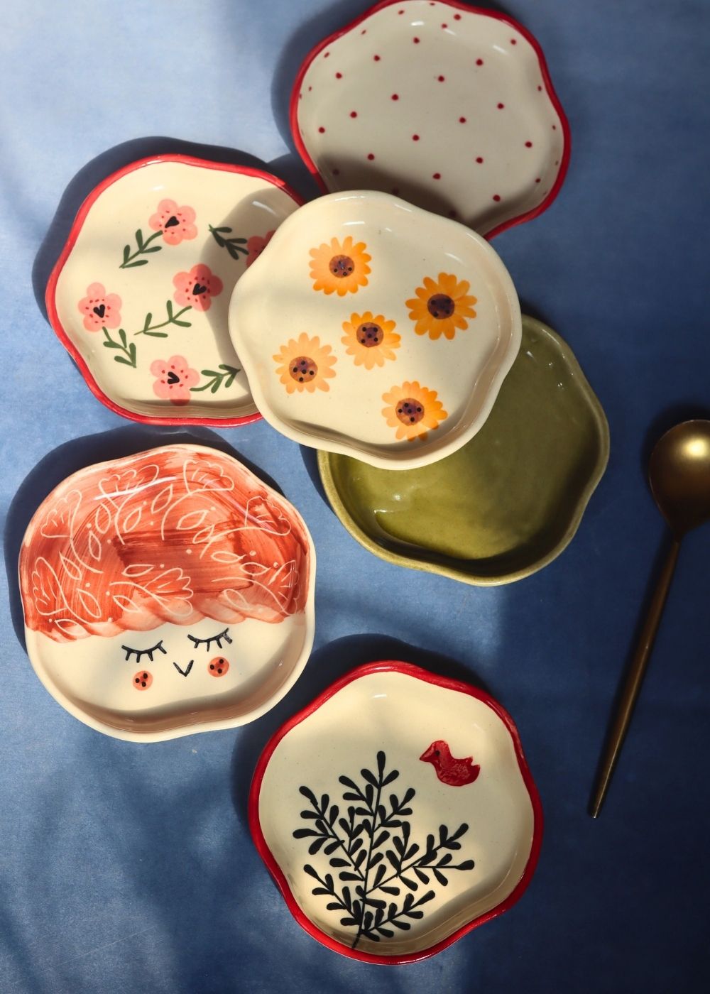 Set of 6 Charming Sweet handmade Dessert Plate (for the price of 5) handmade in India