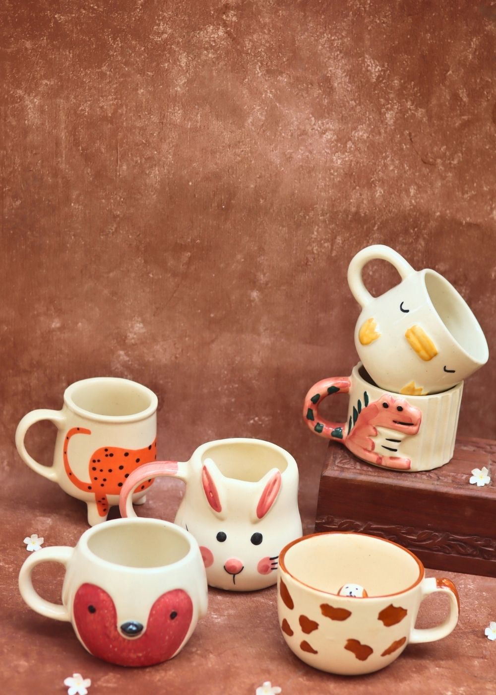 Set of 6 Animal Delight Mugs (for the price of 5) handmade in India
