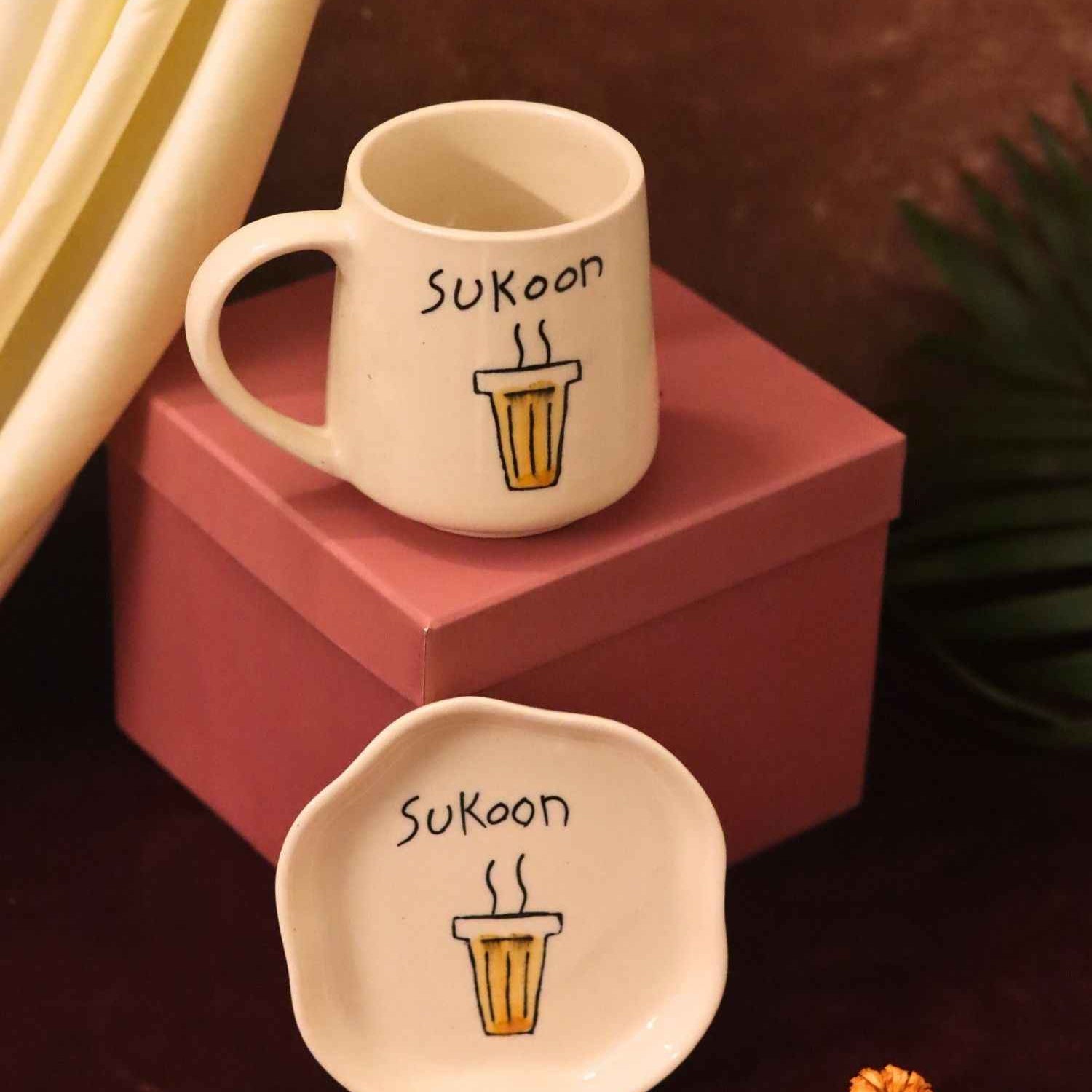 Sukoon Mug & Handmade Dessert Plate in a Gift Box