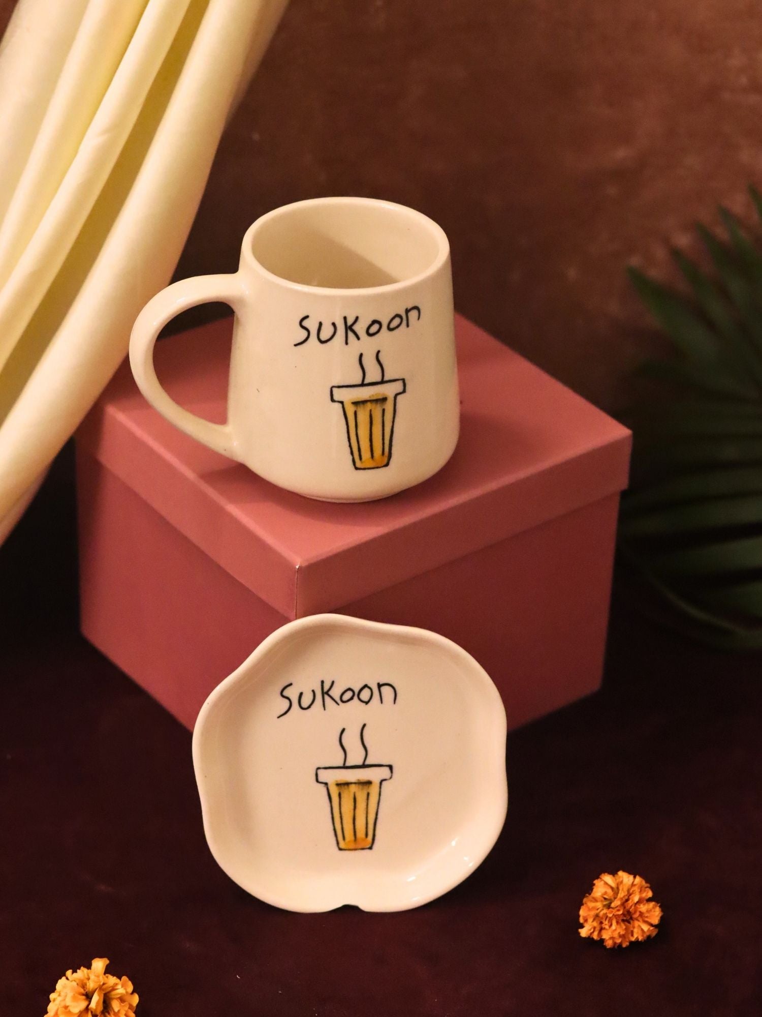 Sukoon Mug & Handmade Dessert Plate in a Gift Box
