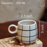 Black checkered coffee mug length and breadth