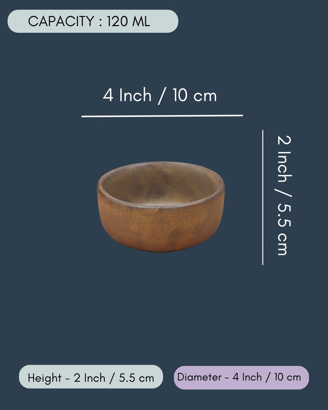 Set of 4 -  Woody Brown Katori