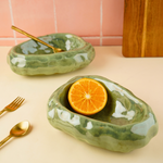 handmade pistachio stoneware curry bowl for your delicious beverage