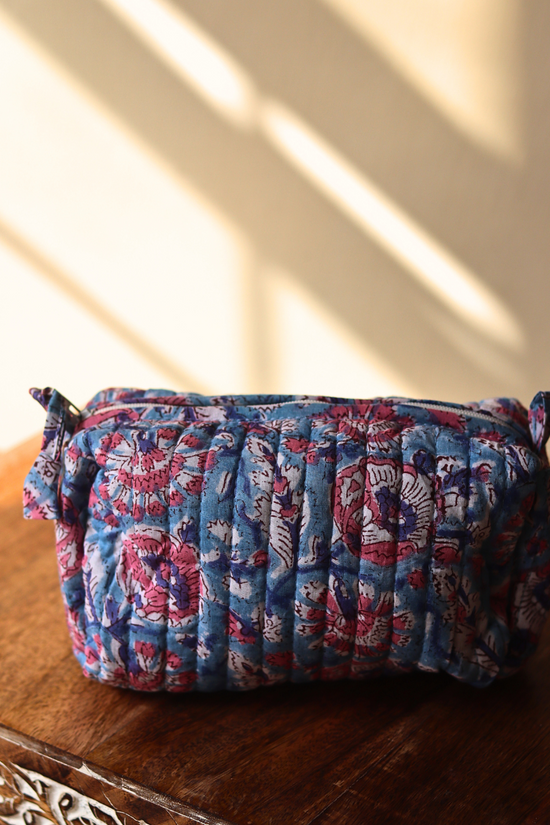Toiletry bag block printed