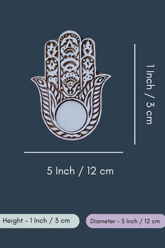 Wooden Hamsa Tea Light Holder