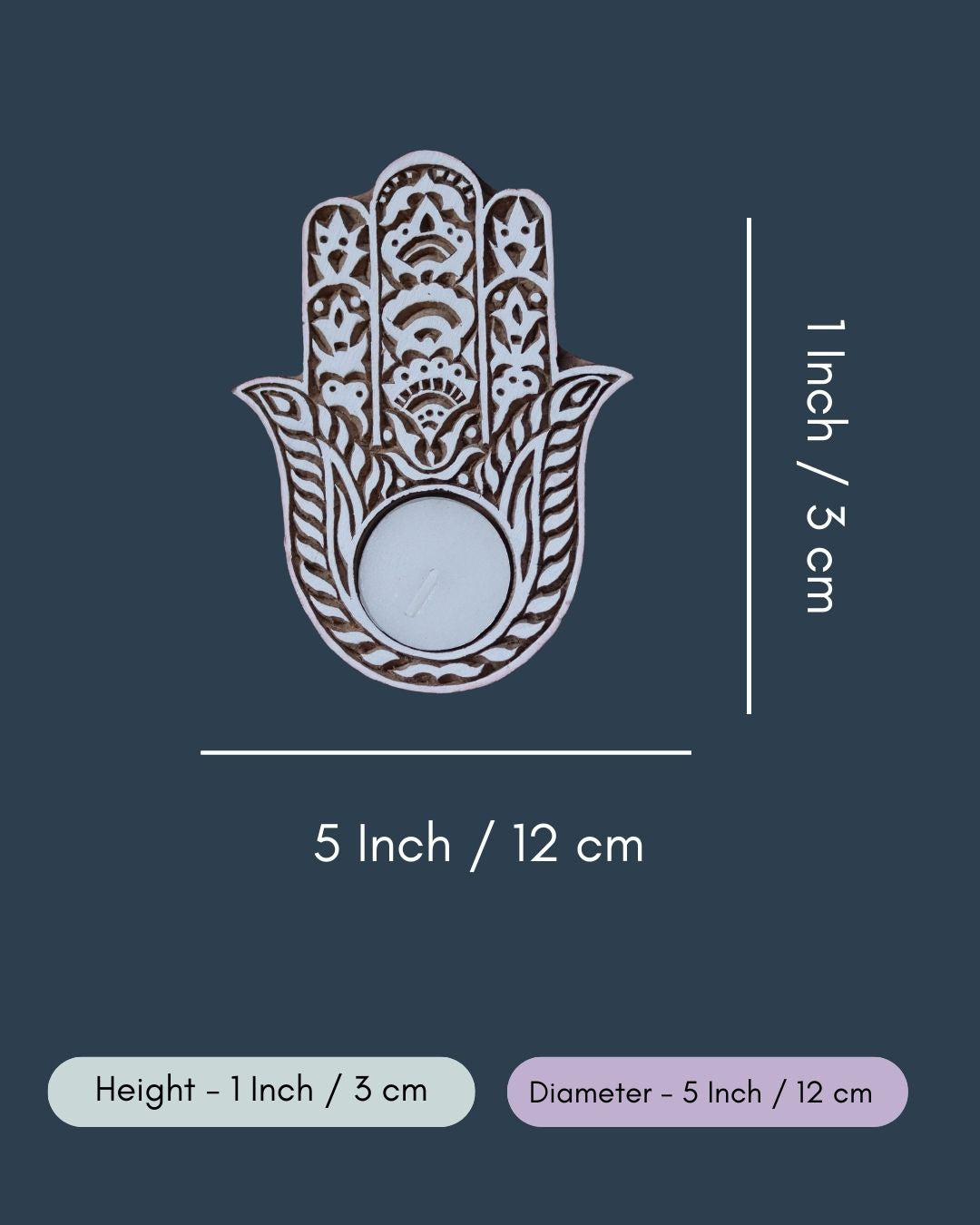 Wooden Hamsa Tea Light Holder