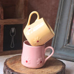 Handmade Set of 2 - Yellow & Pink Lily Mug