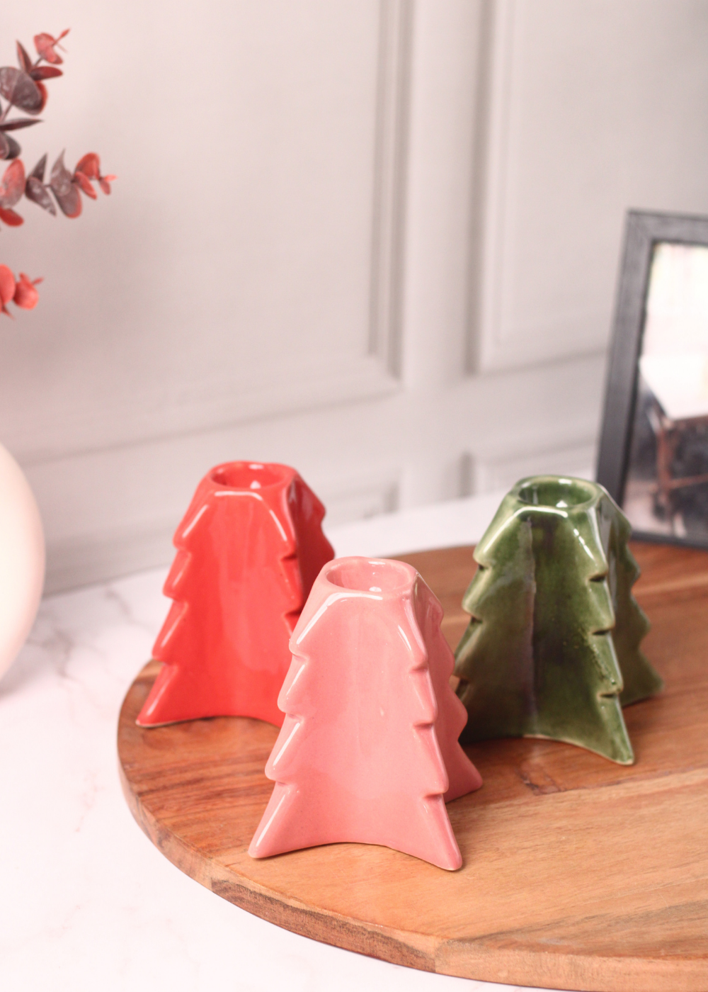 handmade christmas tree candle stand made by ceramic 