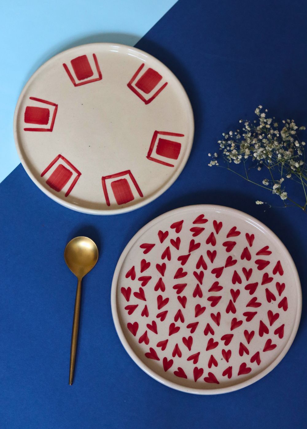 Handmade Set of 2 - Red Brick & All Heart Platter