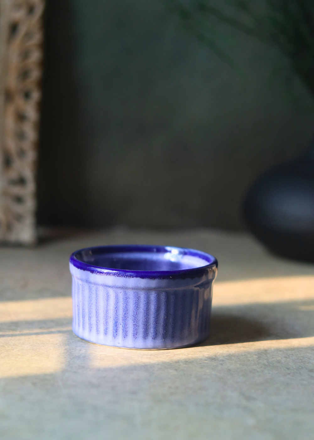 Handmade ceramic blue bakeware ramekins