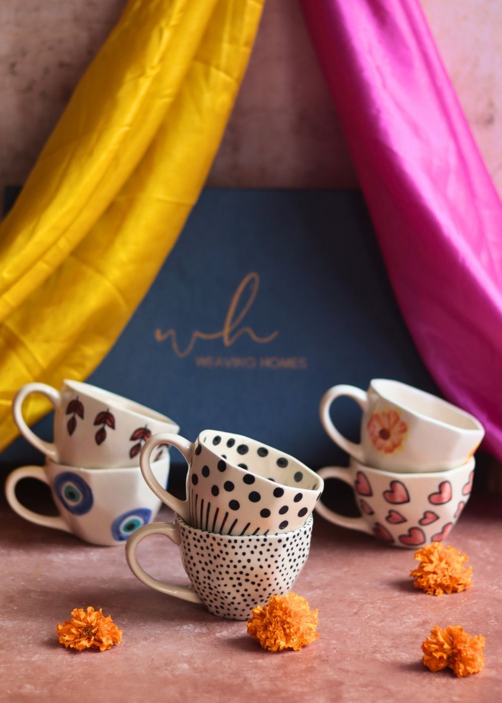 Set of 6 Sip & Savour Mugs (for the price of 5) Diwali Gift Box handmade in india